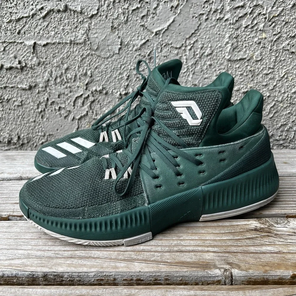 Adidas Shoes Men Size 11.5 Dame 3 BY3194 Green/White Basketball‎ Sneakers
